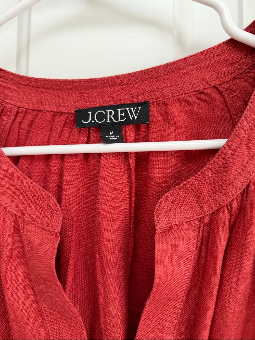 J. Crew Crimson Red Long Sleeve Belted Maxi Dress - linen dress - Picture 4 of 6